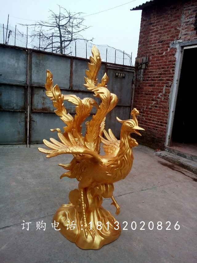 凤凰铜雕，古代神兽铜雕 (2)