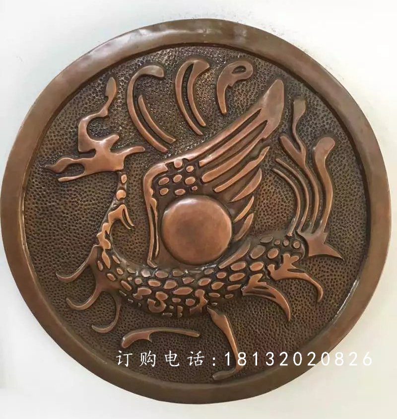 黄铜浮雕，古代神兽铜浮雕