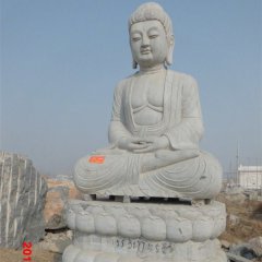 大理石如来佛雕塑，坐式佛像石雕