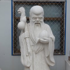汉白玉老寿星雕塑，石雕寿星公