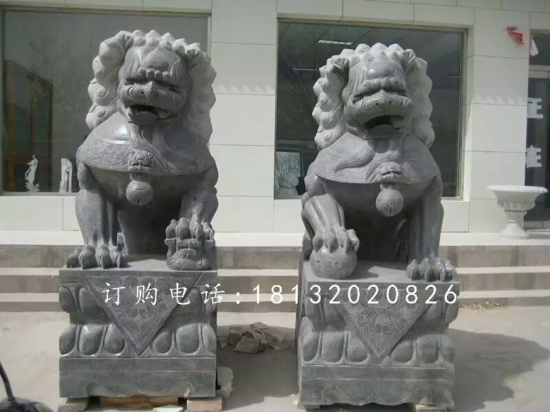 青石狮子雕塑，石雕北京狮 (1)