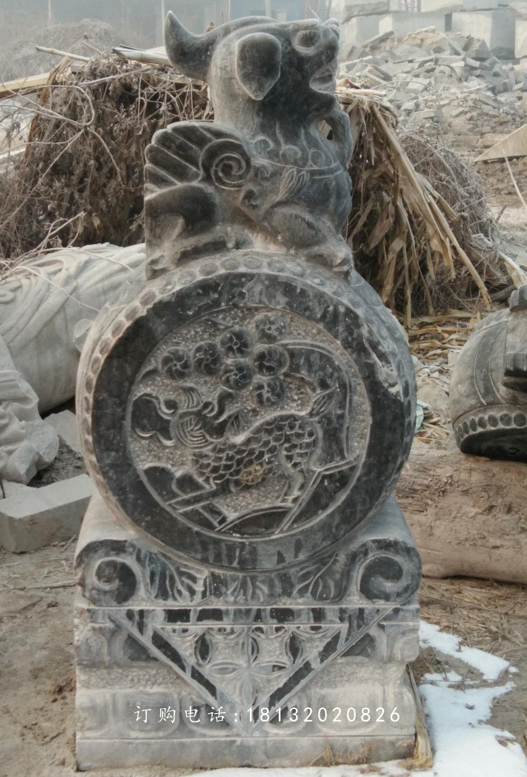 青石门墩，仿古抱鼓石