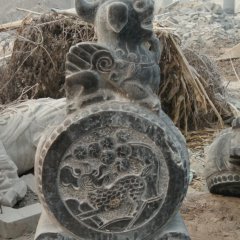 青石门墩，仿古抱鼓石
