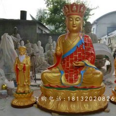 地藏王菩萨铜雕，彩绘佛像铜雕