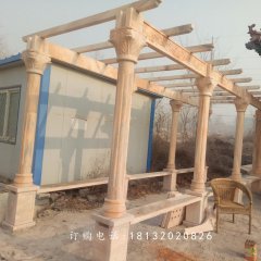 长廊石雕，晚霞红长廊雕塑