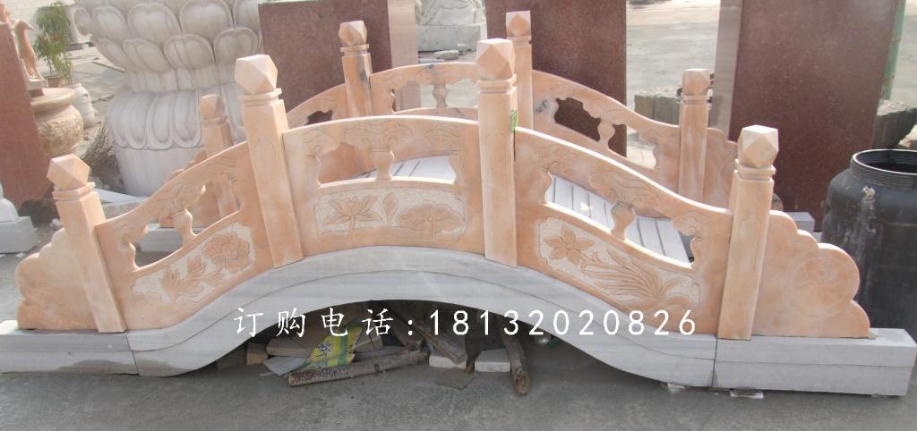 晚霞红石拱桥雕塑，公园小桥石雕 (2)