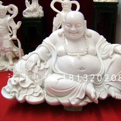 大肚佛石雕，汉白玉弥勒佛雕塑