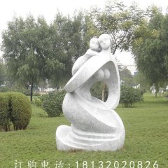 抽象人物石雕，景观母子雕塑