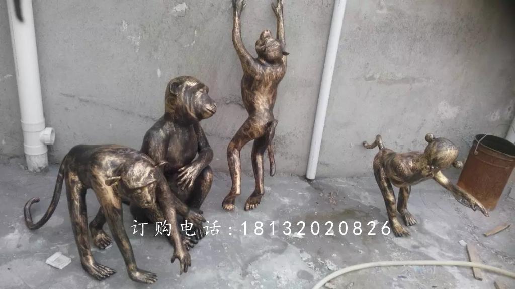 猴子铜雕，动物铜雕 (2)