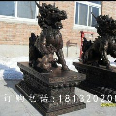 麒麟铜雕，黄铜麒麟雕塑