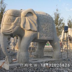 石雕大象，大理石动物雕塑