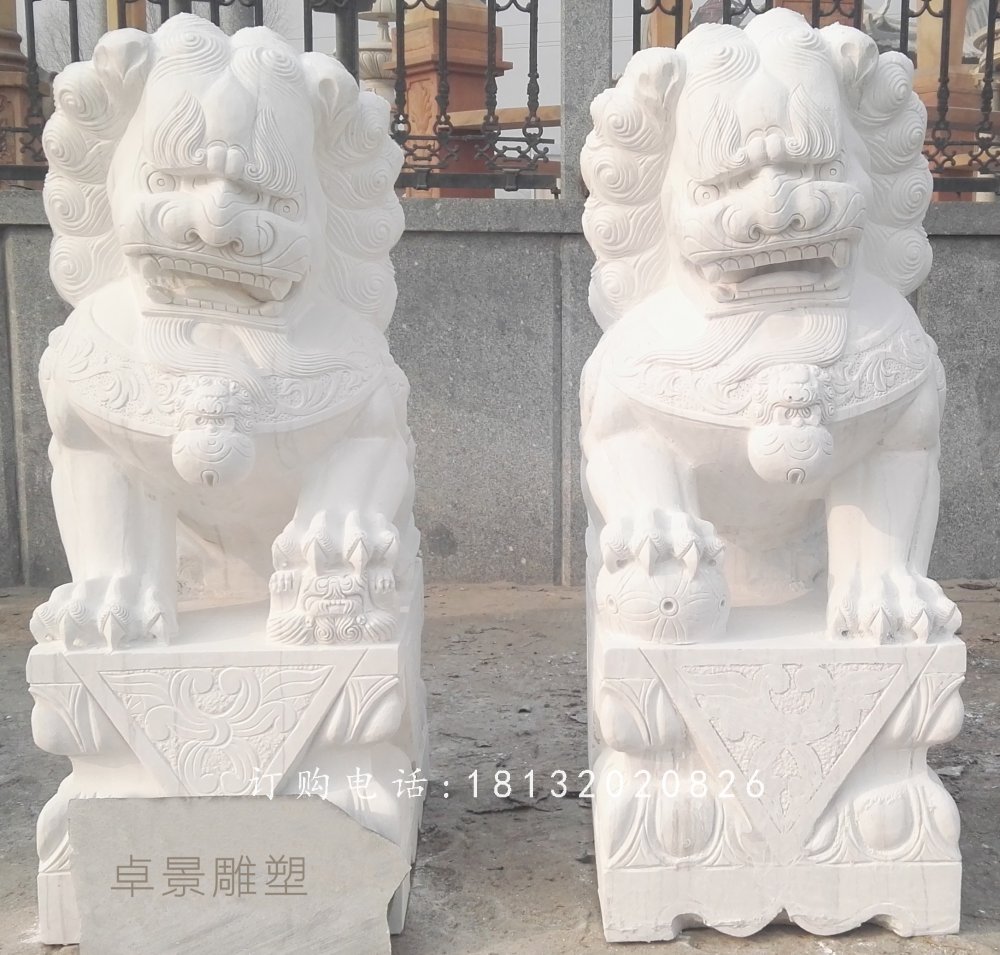 汉白玉狮子石雕，企业门口狮子石雕