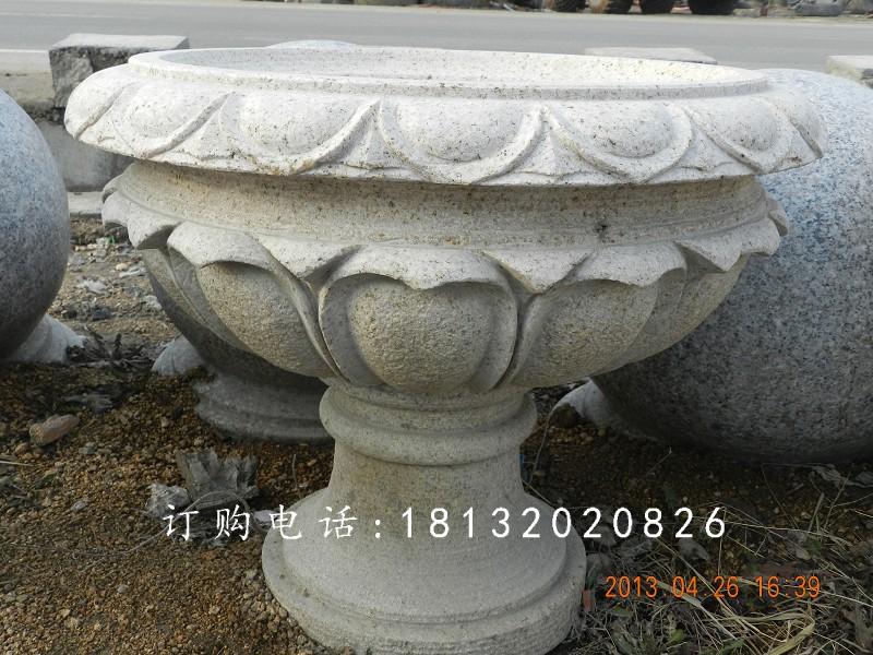 大理石花盆雕塑，公园景观花盆石雕 (6)