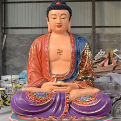 玻璃钢如来雕塑，彩绘如来雕像