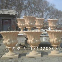 玻璃钢仿砂岩花盆，玻璃钢花盆雕塑
