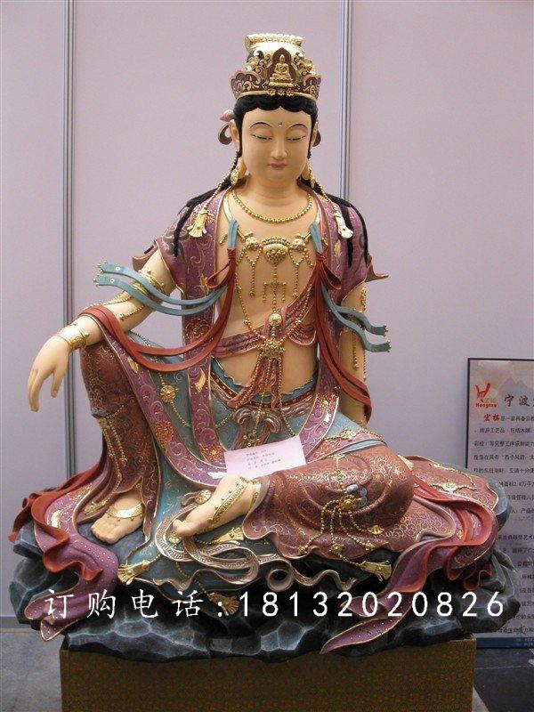 玻璃钢观音雕塑，坐式观音菩萨玻璃钢雕塑