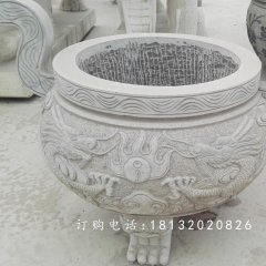 龙浮雕香炉，寺庙香炉石雕