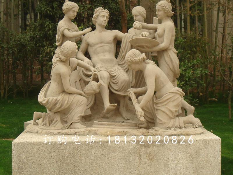 阿波罗与众芙妮石雕，公园西方人物石雕