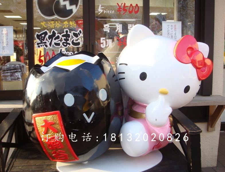 玻璃钢kitty猫雕塑，卡通玻璃钢雕塑