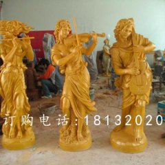 玻璃钢吹拉弹唱雕塑，西方人物雕塑