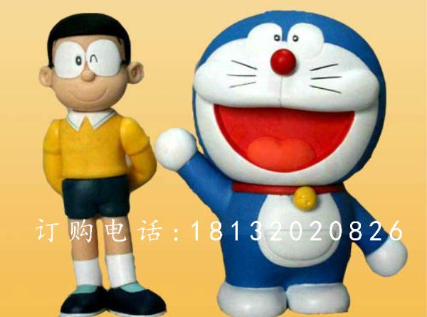 玻璃钢大雄与多啦a梦雕塑，卡通人物雕塑