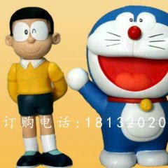 玻璃钢大雄与多啦a梦雕塑，卡通人物雕塑