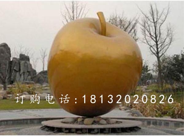 玻璃钢金苹果雕塑，玻璃钢水果雕塑
