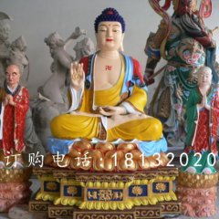 玻璃钢释迦牟尼佛雕塑，彩绘佛像雕塑
