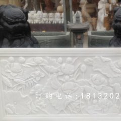 汉白玉浮雕，荷花荷叶石浮雕