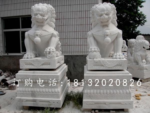 北京狮石雕，汉白玉动物雕塑