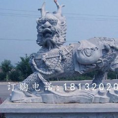 奔跑的麒麟石雕，青石麒麟雕塑