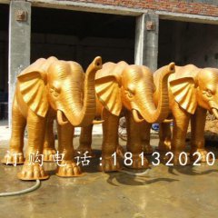 玻璃钢大象雕塑，仿铜大象雕塑