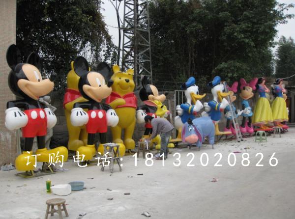 玻璃钢米老鼠唐老鸭雕塑，卡通雕塑