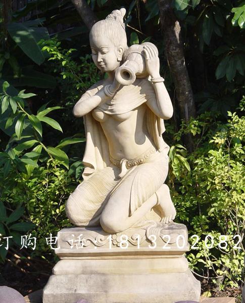 美女沐浴石雕，公园人物石雕