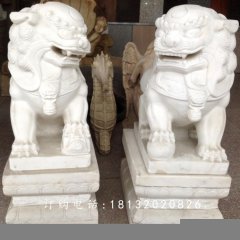 小狮子石雕，汉白玉狮子雕塑