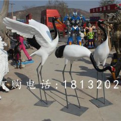 玻璃钢仙鹤雕塑，玻璃钢动物雕塑