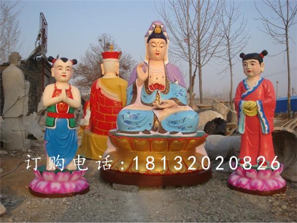 玻璃钢观世音雕塑，彩绘佛像雕塑