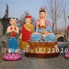 玻璃钢观世音雕塑，彩绘佛像雕塑
