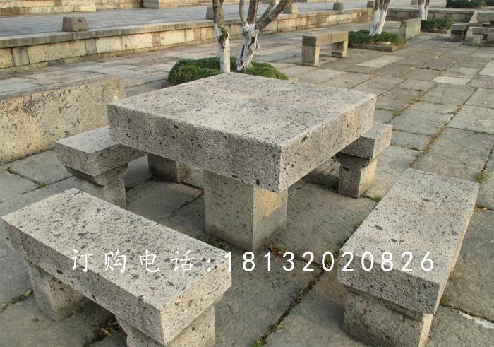 方桌石雕，长凳石雕，公园石桌凳