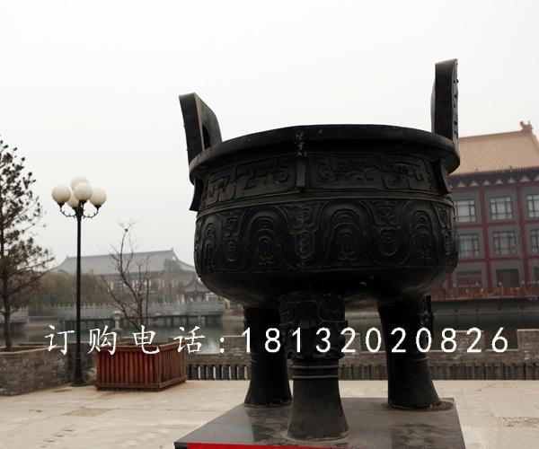 三足鼎铜雕，广场铜鼎雕塑 (1)