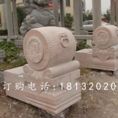 石雕门鼓，晚霞红门鼓石雕