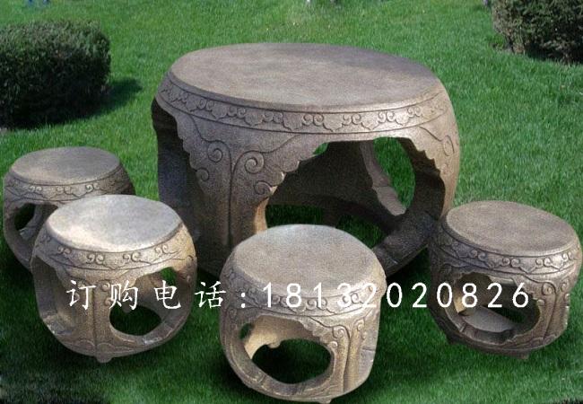 仿古石雕桌凳，庭院桌椅石雕