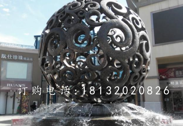 花纹球铜雕，广场景观球