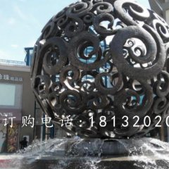 花纹球铜雕，广场景观球