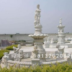 汉白玉喷泉石雕，广场人物石喷泉