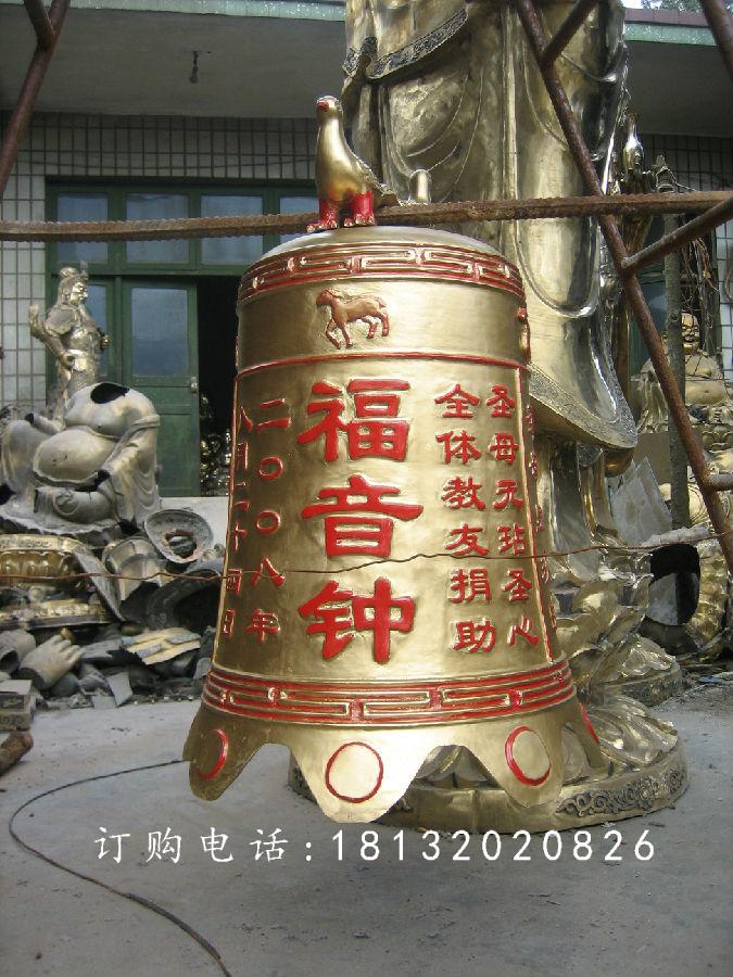 寺庙铜钟，福音钟铜雕