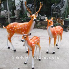 梅花鹿雕塑，玻璃钢仿真梅花鹿雕塑