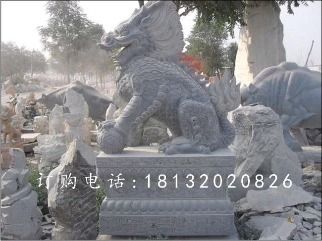 古代神兽石雕，青石仿古麒麟雕塑