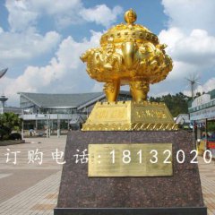 聚宝盆铜雕，鎏金聚宝盆雕塑