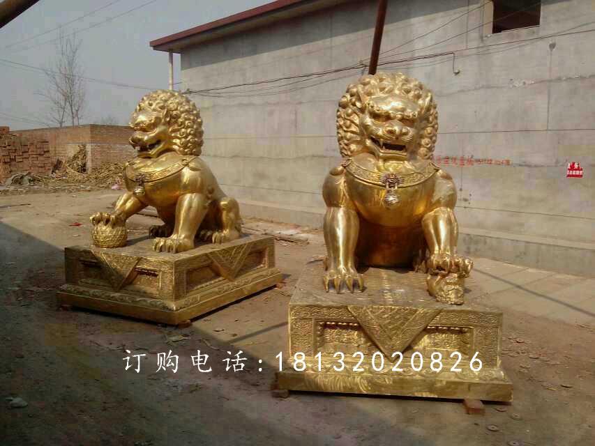 北京狮铜雕，广场铜狮子雕塑